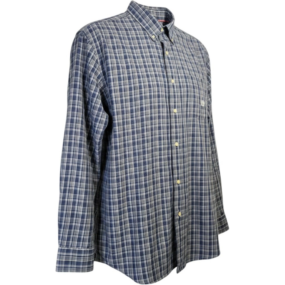 Chaps Ralph Lauren Mens Large Blue Plaid Cotton Button Down